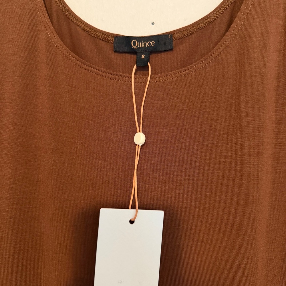 NWT Quince Tencel Jersey Fit & Flare Dress Brown minimalist classic casual - Picture 4 of 6
